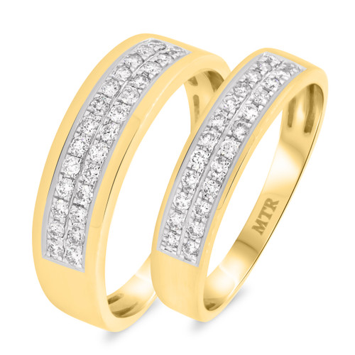 Photo of Jay 1/2 ct tw. Diamond His and Hers Matching Wedding Band Set 10K Yellow Gold [WB250Y]