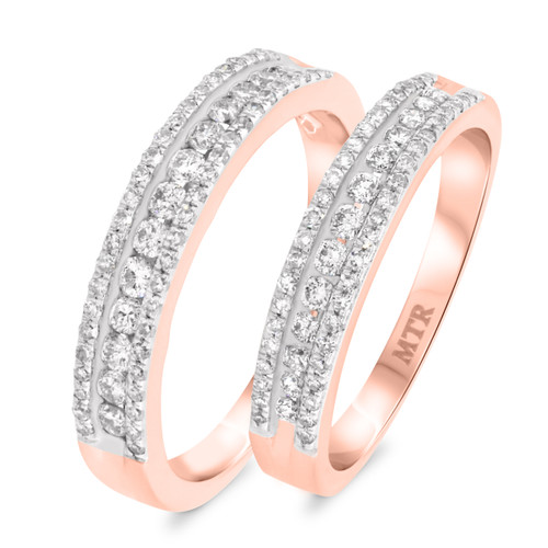 Photo of Amir 1 ct tw. Diamond His and Hers Matching Wedding Band Set 10K Rose Gold [WB251R]
