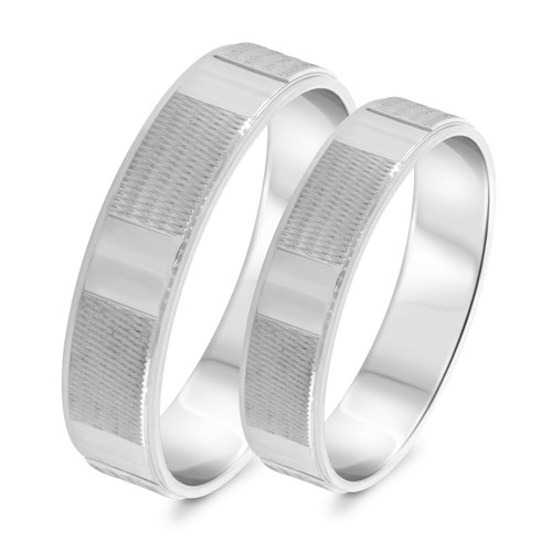 Photo of Jasper Wedding Band Set 10K White Gold [WB334W]