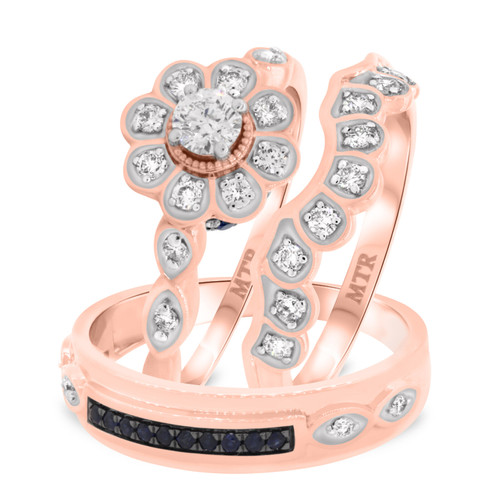 Photo of Aziza 5/8 ct tw. Round Solitaire Trio Set 10K Rose Gold [BT223R-R018]