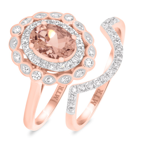 Photo of Nea 1 1/2 ct tw. Oval Morganite Bridal Ring Set 14K Rose Gold [BR231R-C000]