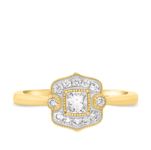 Photo of Yasmine 3/8 ct tw. Princess Solitaire Diamond Engagement Ring 10K Yellow Gold [BT217YE-P023]