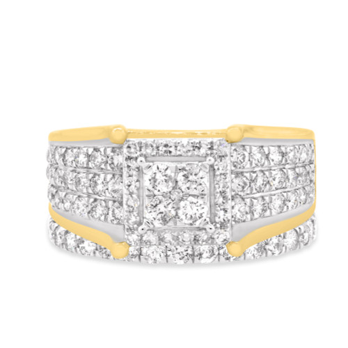 Photo of River 1 3/8 Carat T.W. Diamond Princess Cluster Bridal Set 10K Yellow Gold [BR248Y-C000]