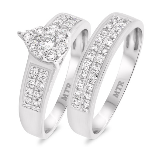 Photo of Jay 2/3 ct tw. Pear Diamond Bridal Ring Set 10K White Gold [BR250W-C000]