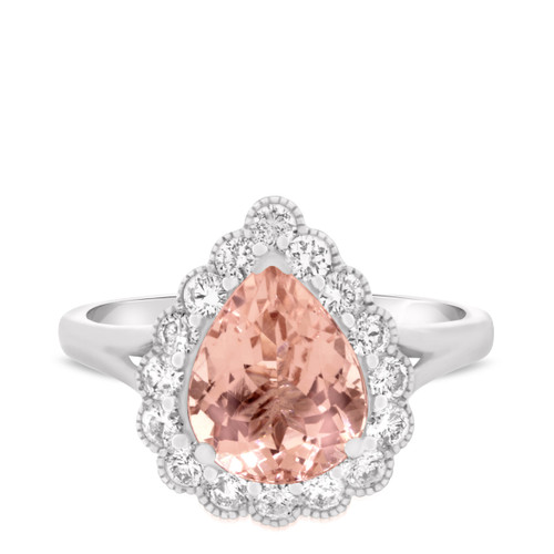 Photo of Lotus 2 1/4 ct tw. Pear Morganite Engagement Ring 14K White Gold [BT229WE-C000]