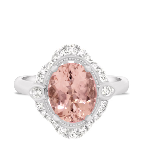 Photo of Camellia 2 1/3 ct tw. Oval Morganite Engagement Ring 10K White Gold [BT230WE-C000]