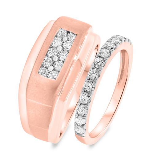 Photo of Etta 1 1/7 ct tw. Diamond His and Hers Matching Wedding Band Set 14K Rose Gold [WB410R]