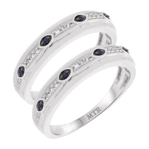 Photo of Farida 1/5 ct tw. Same Sex Mens Band Set 10K White Gold [WM222W]