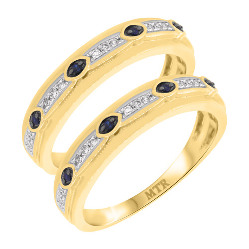 Photo of Farida 1/5 ct tw. Same Sex Mens Band Set 14K Yellow Gold [WM222Y]