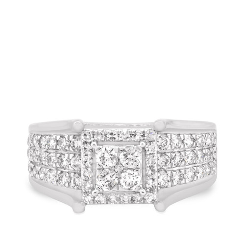 Photo of River 1 ct tw. Princess Cluster Engagement Ring 10K White Gold [BT248WE-C000]