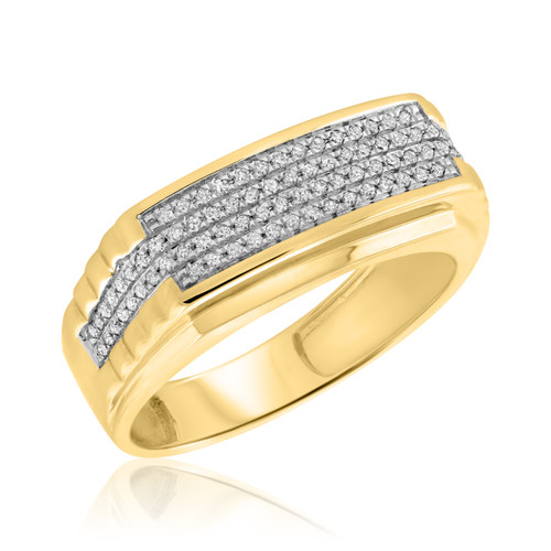 Photo of Winsome 1/3 ct tw. Mens Diamond Wedding Band 10K Yellow Gold [BT413YM]