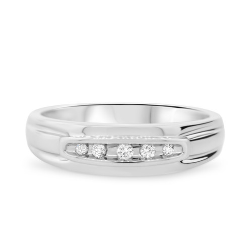 Photo of Zara 1/8 ct tw. Mens Diamond Wedding Band 10K White Gold [BT417WM]