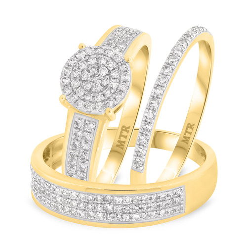 Photo of Otto 3/4 ct tw. Diamond Round Cluster Trio Set 10K Yellow Gold [BT254Y-C000]
