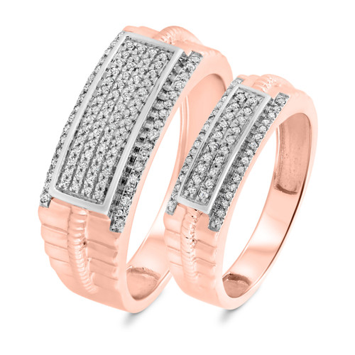 Photo of Maeve 3/8 ct tw. Diamond His and Hers Matching Wedding Band Set 14K Rose Gold [WB420R]
