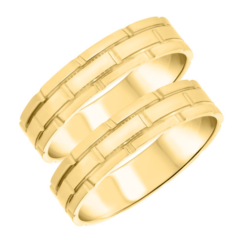 Photo of Warlow Same Sex Mens Band Set 14K Yellow Gold [WM313Y]