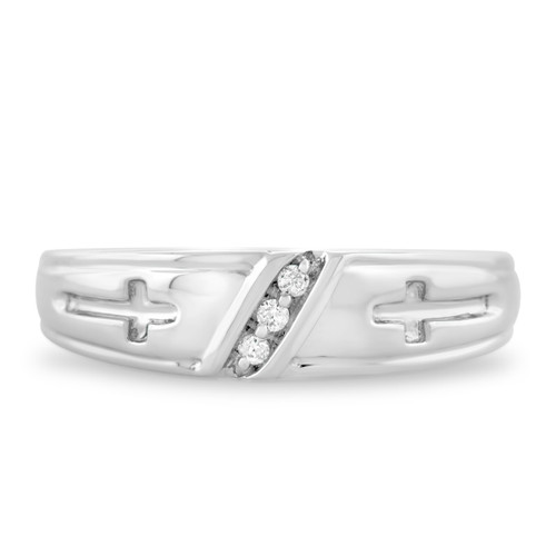 Photo of Neveah 1/25 ct tw. Mens Diamond Wedding Band 10K White Gold [BT507WM]