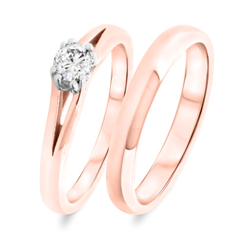 Photo of Chara 1/4 Carat T.W. Round Solitaire Bridal Set 14K Rose Gold [BR325R-R023]