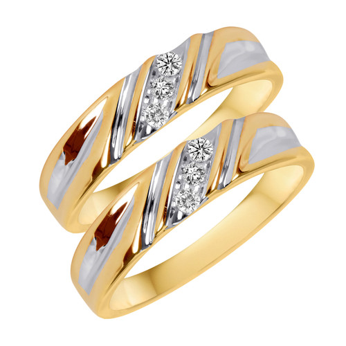Photo of Cascade 1/8 ct tw. Diamond Same Sex Ladies Band Set 10K Yellow Gold [WL508Y]