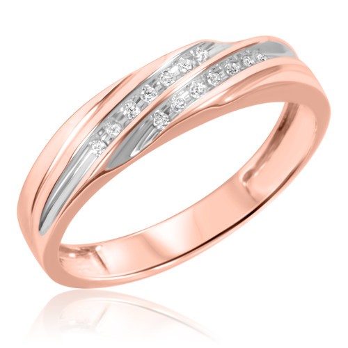 Photo of Adalyn 1/1Mens Diamond Wedding Band 10K Rose Gold [BT519RM]