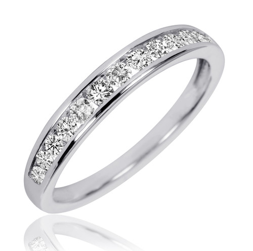 Photo of Bonny 1/2 ct tw. Same Sex Ladies Band Set 10K White Gold [BT533WL]