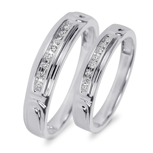 Photo of Willow 1/10 ct tw. Diamond Wedding Band Set 10K White Gold [WB504W]