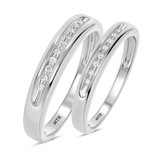 Photo of Gaia 1/10 ct tw. Diamond Wedding Band Set 14K White Gold [WB506W]