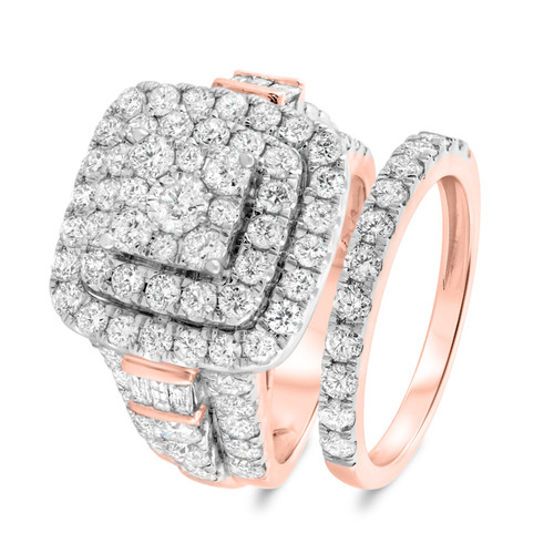 Photo of Etta 4 3/4 ct tw. Princess Diamond Bridal Ring Set 14K Rose Gold [BR410R-C000]