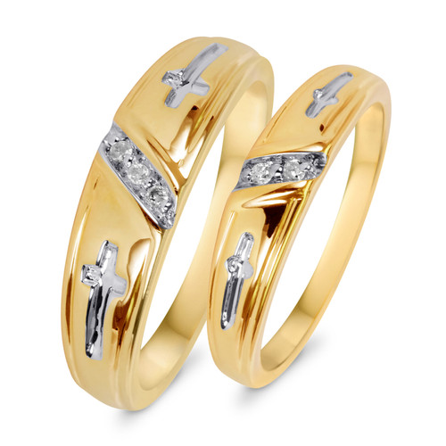 Photo of Neveah 1/2His and Hers Matching Wedding Band Set 10K Yellow Gold [WB507Y]