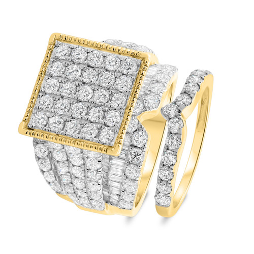 Photo of Chanler 4 2/3 ct tw. Princess Diamond Bridal Ring Set 10K Yellow Gold [BR412Y-C000]