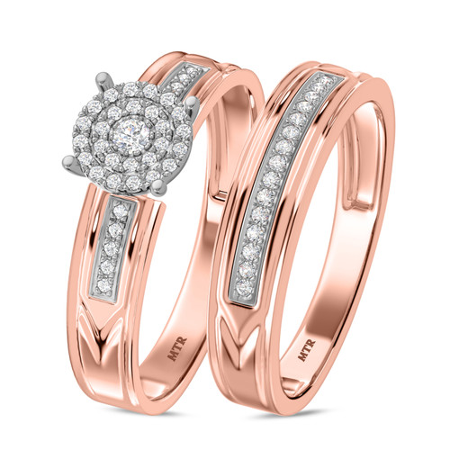 Photo of Gracie 1/4 ct tw. Round Cluster Bridal Set 10K Rose Gold [BR414R-C037]