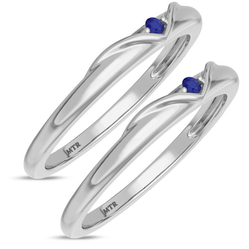 Photo of Neeja 1/10 Carat T.W. Sapphire and Diamond Same Sex Ladies Band Set 10K White Gold [WL870W]