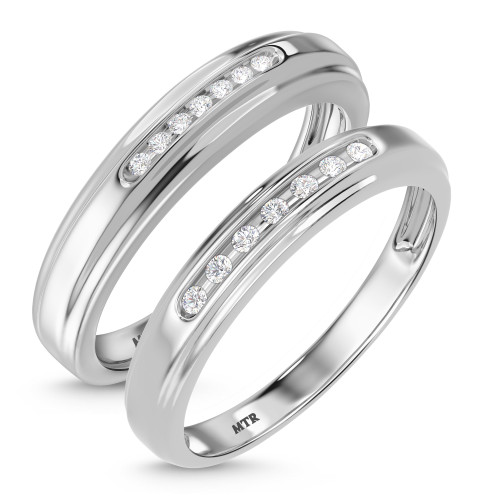 Photo of Effete 1/6 ct tw. Diamond Wedding Band Set 14K White Gold [WB521W]