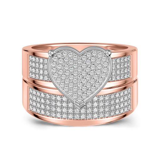 Photo of Valentina 5/8 Carat T.W. Diamond Heart Cluster Bridal Set 14K Rose Gold [BR418R-C035]
