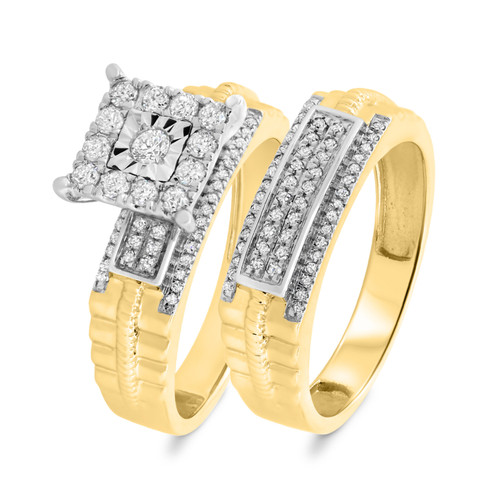 Photo of Maeve 1/2 ct tw. Princess Diamond Bridal Ring Set 10K Yellow Gold [BR420Y-C033]