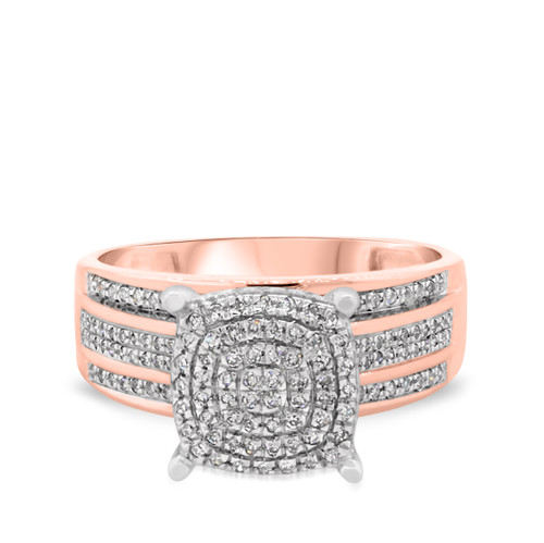 Photo of Jia 1/3 ct tw. Cushion Cluster Engagement Ring 10K Rose Gold [BT422RE-C029]