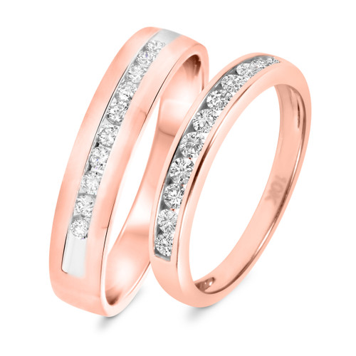 Photo of Arabella 5/8 ct tw. Diamond His and Hers Matching Wedding Band Set 14K Rose Gold [WB532R]