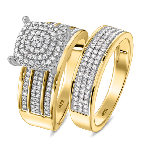 Photo of Jia 1/2 ct tw. Cushion Diamond Bridal Ring Set 10K Yellow Gold [BR422Y-C029]