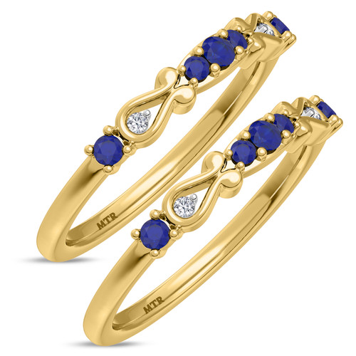 Photo of Garland 3/8 CT. T.W. Sapphire and Diamond Same Sex Ladies Band Set 14K Yellow Gold [WL879Y]