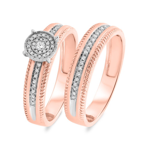 Photo of Zuri 1/5 ct tw. Round Diamond Bridal Ring Set 14K Rose Gold [BR424R-C030]