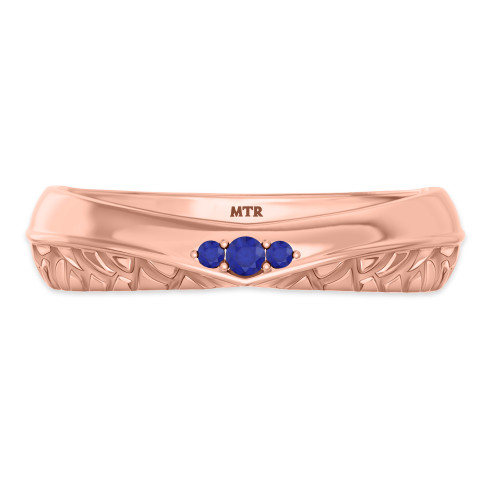 Photo of Neeja 1/8 Carat T.W. Sapphire and Diamond Mens Wedding Band  14K Rose Gold [BT870RM]