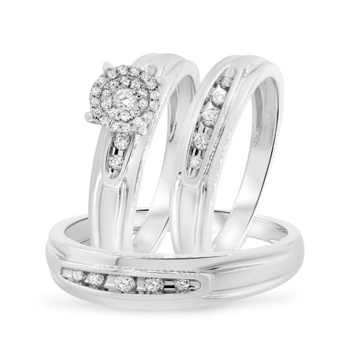 Photo of Zara 1/3 ct tw. Diamond Round Cluster Trio Set 14K White Gold [BT417W-C037]