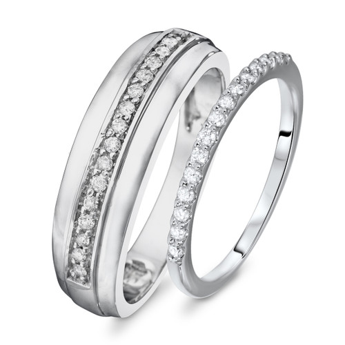 Photo of Piper 3/8 ct tw. Diamond Wedding Band Set 14K White Gold [WB568W]