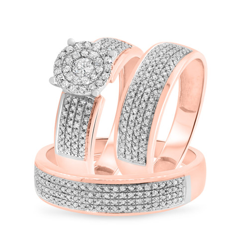 Photo of Collins 7/8 ct tw. Round Diamond Matching Trio Ring Set 14K Rose Gold [BT419R-C036]