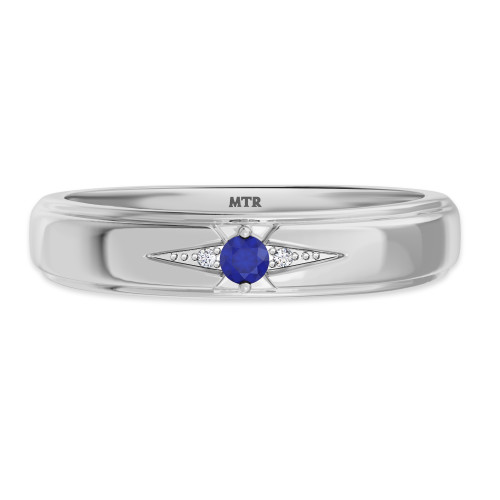 Photo of Abilia 1/10 Carat T.W. Sapphire and Diamond Mens Wedding Band  10K White Gold [BT877WM]