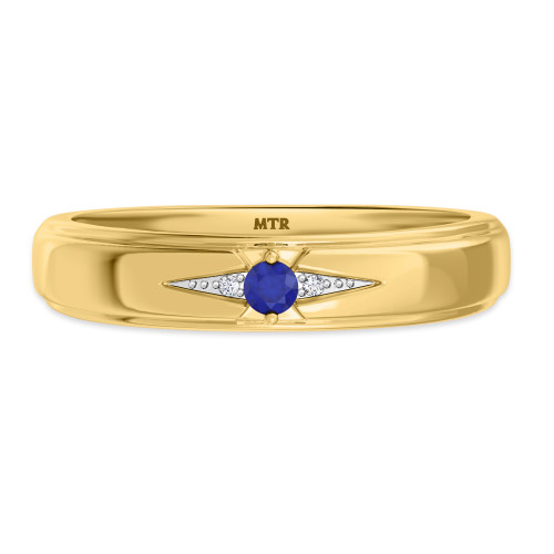 Photo of Abilia 1/10 CT. T.W. Sapphire and Diamond Mens Wedding Band  10K Yellow Gold [BT877YM]