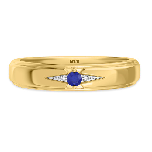 Photo of Abilia 1/10 Carat T.W. Sapphire and Diamond Mens Wedding Band  14K Yellow Gold [BT877YM]