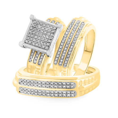 Photo of Beau 1/2 ct tw. Princess Diamond Matching Trio Ring Set 10K Yellow Gold [BT421Y-C028]