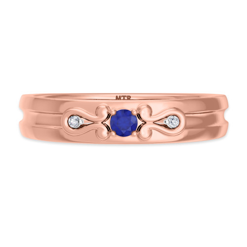 Photo of Garland 1/7 CT. T.W. Sapphire and Diamond Mens Wedding Band  10K Rose Gold [BT879RM]