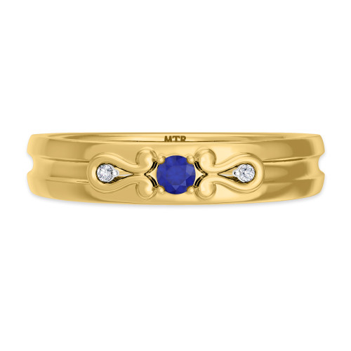 Photo of Garland 1/7 CT. T.W. Sapphire and Diamond Mens Wedding Band  10K Yellow Gold [BT879YM]