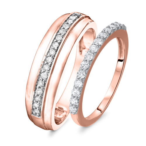 Photo of Olivia 1/2 ct tw. Diamond His and Hers Matching Wedding Band Set 10K Rose Gold [WB575R]